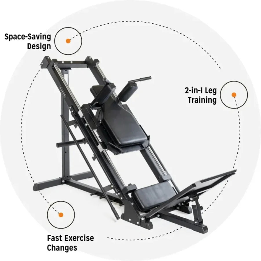 2-in-1 Leg Press Hack Squat Machine, Heavy Duty Fitness Equipment for Strength Training