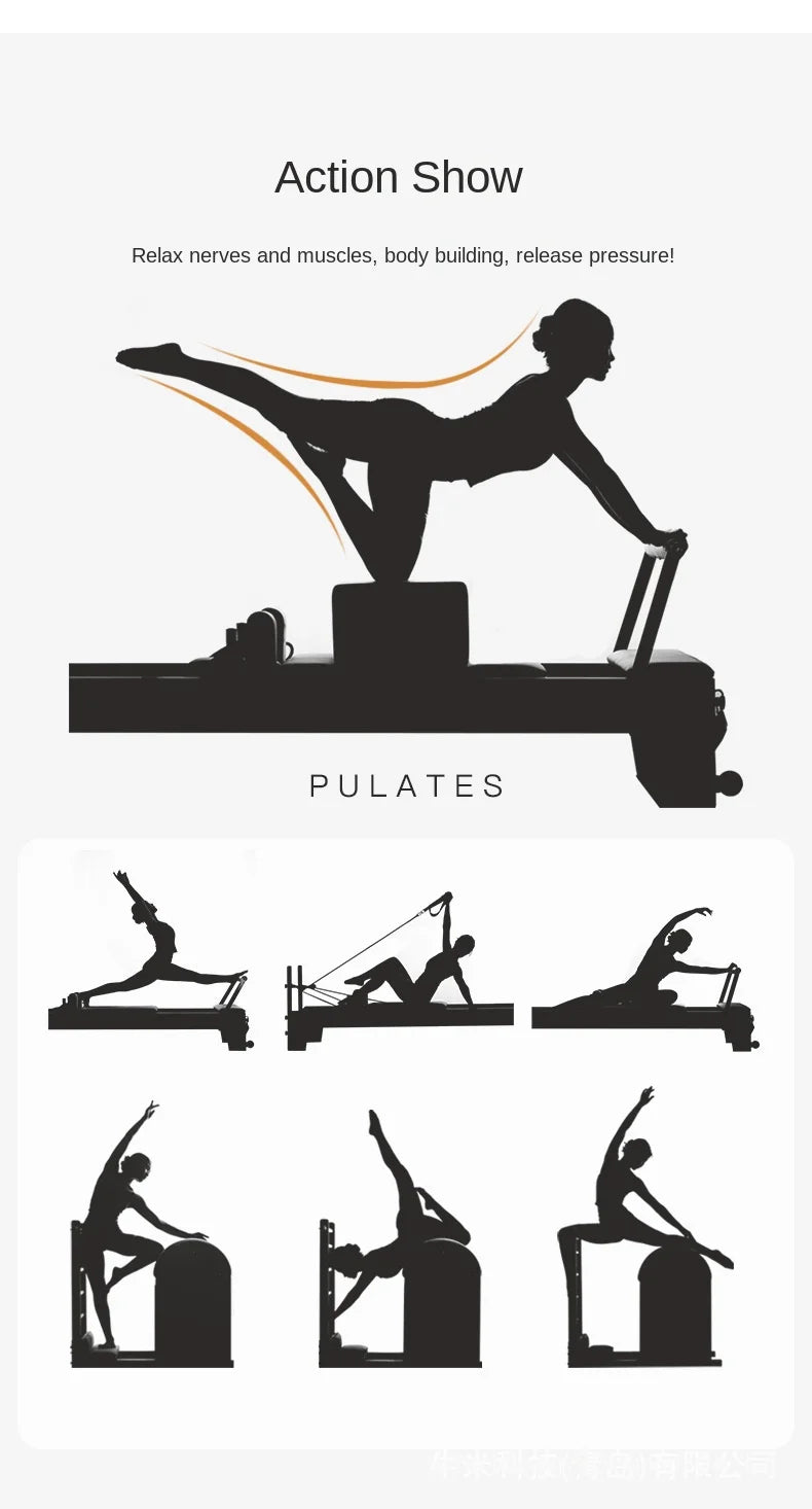 Large Fitness Workout Bench Cadillac Wooden Pilates Yoga Training Body Shaper 5-in-1 Pilates Reformer Complete Set