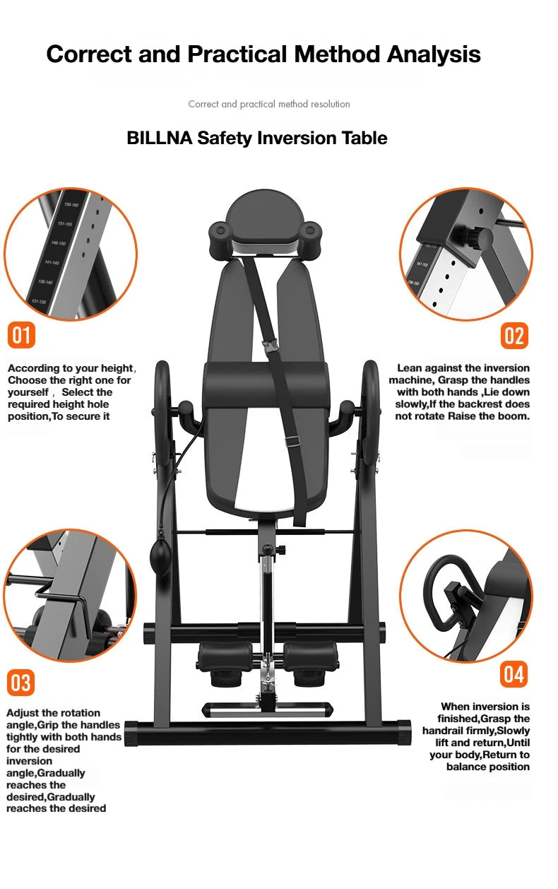 Inversion Table with Adjustable Headrest Back Stretcher Home Gym Fitness Equipment