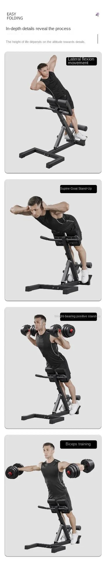 Roman Chair Hyperextension Bench Indoor Waist Stretch Fitness Chair Multifunctional Home Gym Workout Equipment
