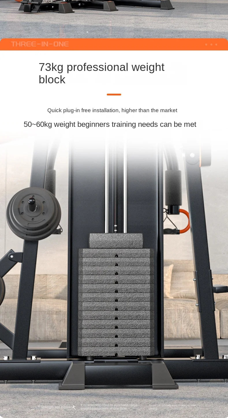 Heavy Duty 3 Station Functional Trainer Power Rack Cable Crossover Squat Rack Gym Machine