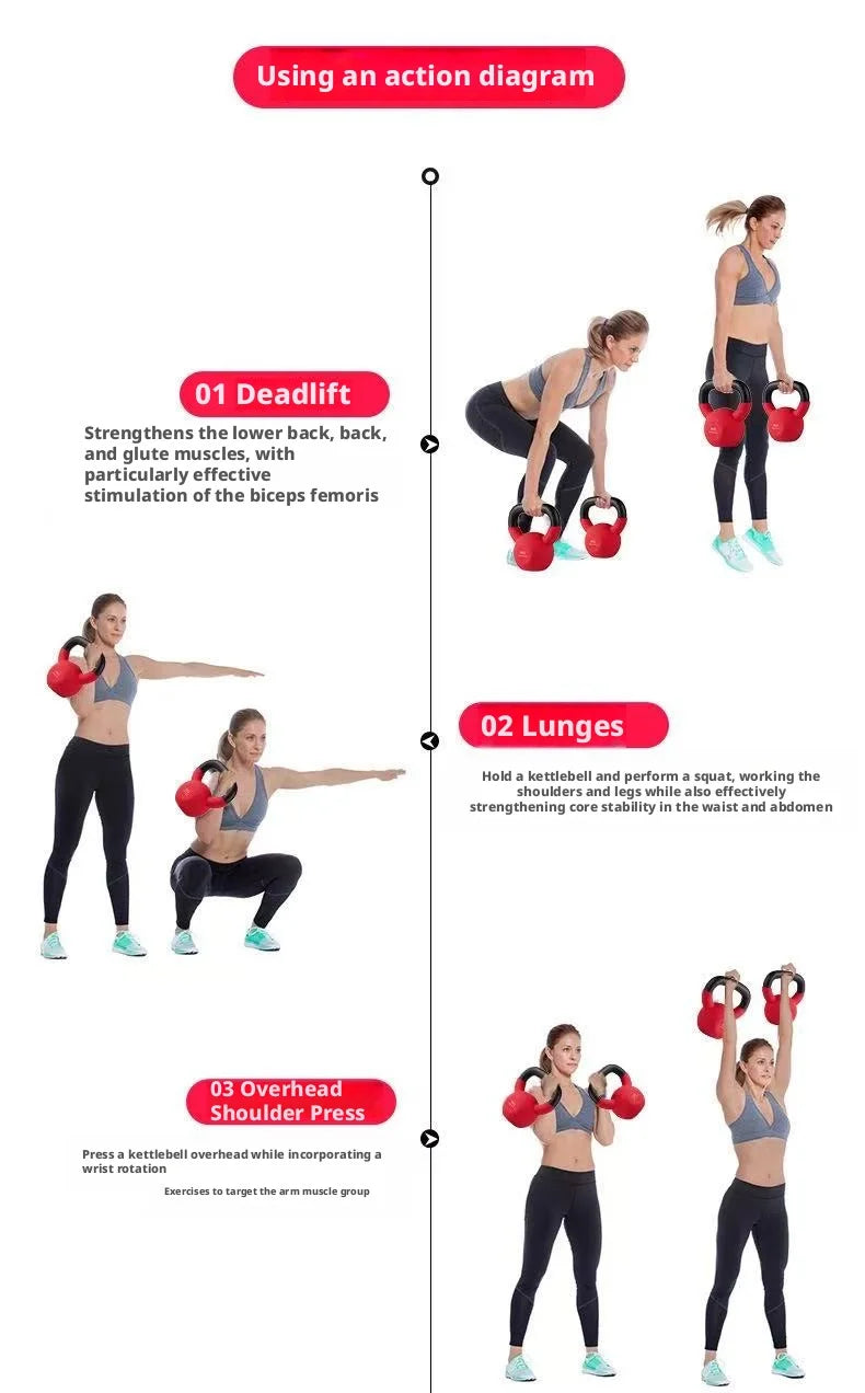 Adjustable Neoprene Kettlebell Competition Grade Coated Gym Home Fitness Weight Lifting Strength Training Equipment Men Women