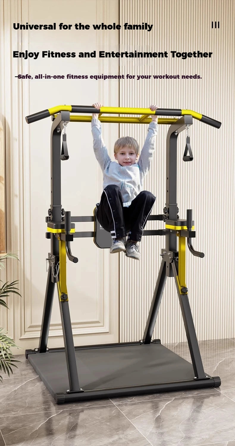 Foldable Free Standing Pull Up Bar Station, Multi-Function Home Gym Dip Station, Adjustable Height Chin Up Bar for Adults Kids