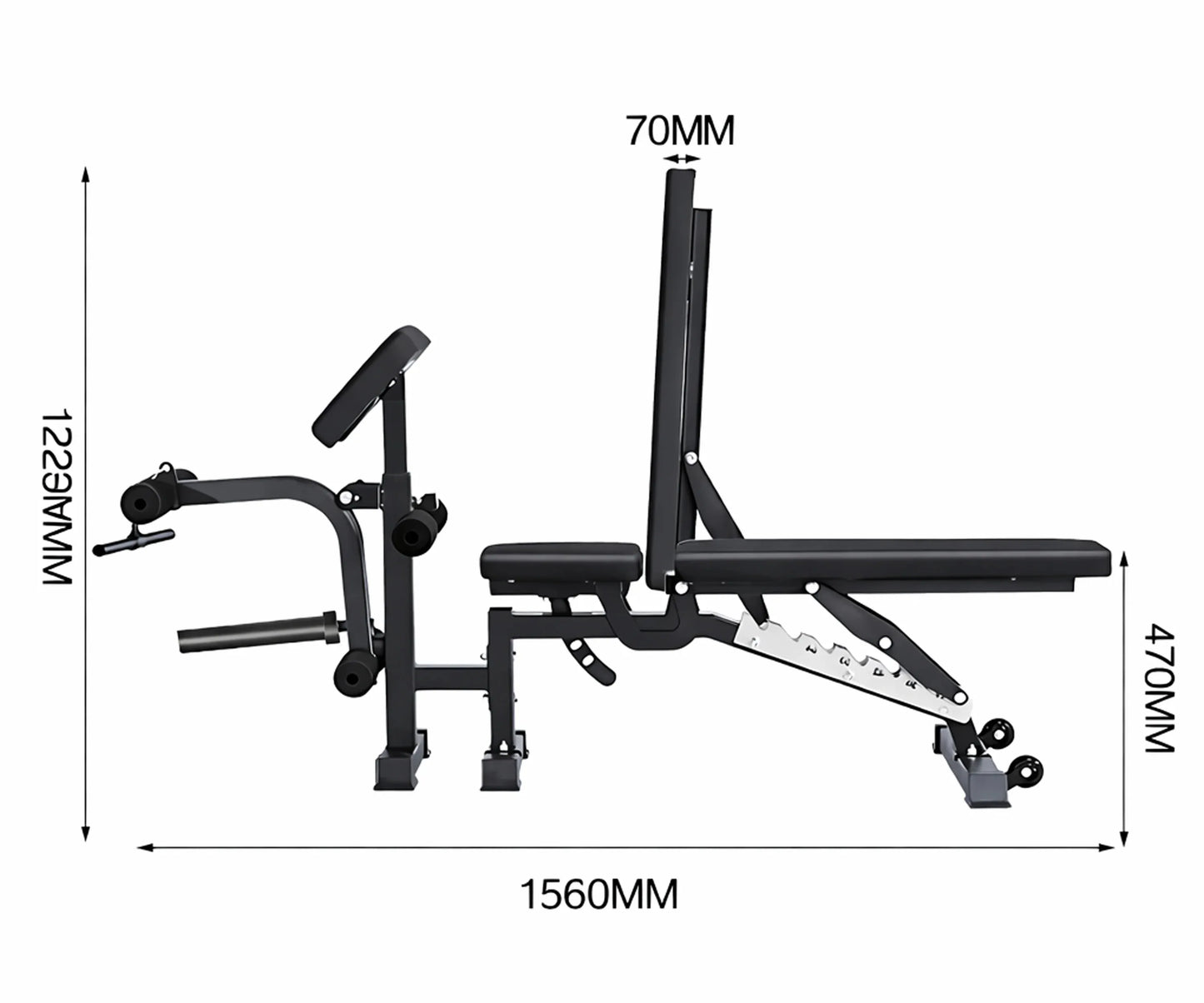 Multi-Function Adjustable Weight Bench with Leg Developer and Preacher Curl Attachment Home Gym Fitness Equipment