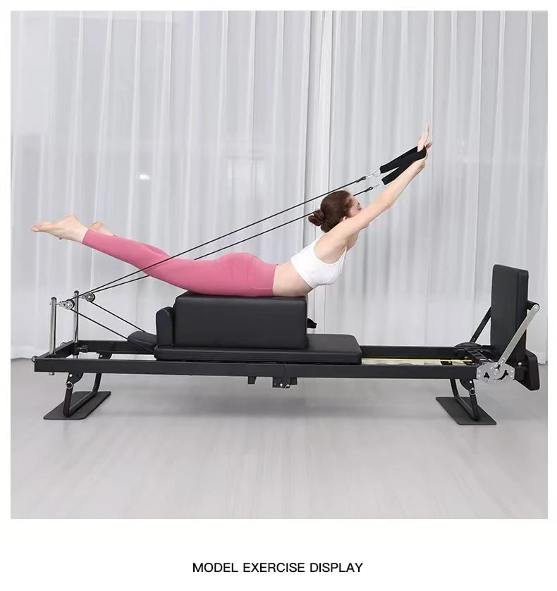 Foldable Pilates Reformer Machine, Professional Pilates Core Bed for Home Gym, 150kg Capacity Yoga Fitness Equipment