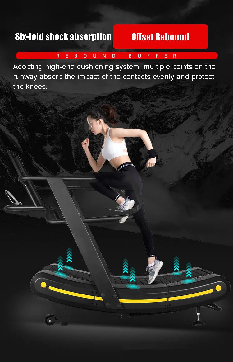 Non-Motorized Curved Treadmill Commercial Grade Manual Air Runner for Gym Fitness, Self-Powered Curved Treadmill for HIIT Workou