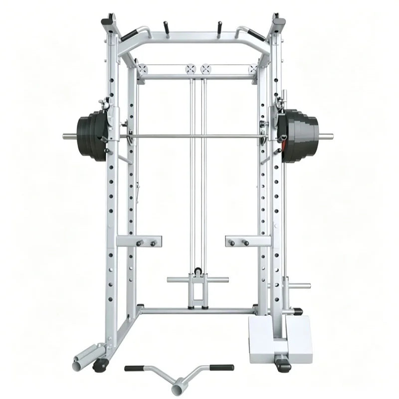 Commercial Grade Smith Machine Power Cage, All-in-One Home Gym Equipment with Cable System, Squat Rack & Weightlifting Station f