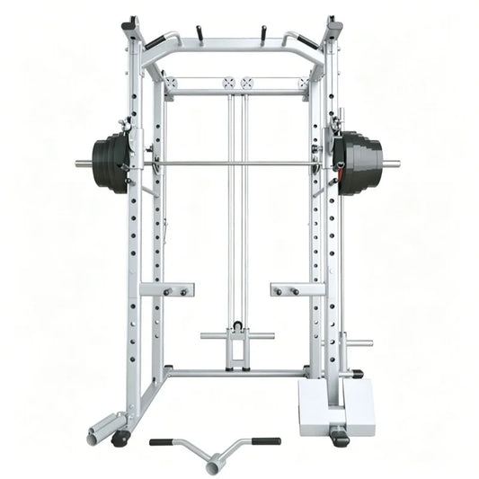 Commercial Grade Smith Machine Power Cage, All-in-One Home Gym Equipment with Cable System, Squat Rack & Weightlifting Station f