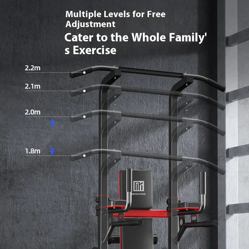 All-in-One Home Gym Power Tower with Weight Bench, Dip Bars & Pull Up Bar for Push-ups, Dips, Pull-ups, Leg Raises