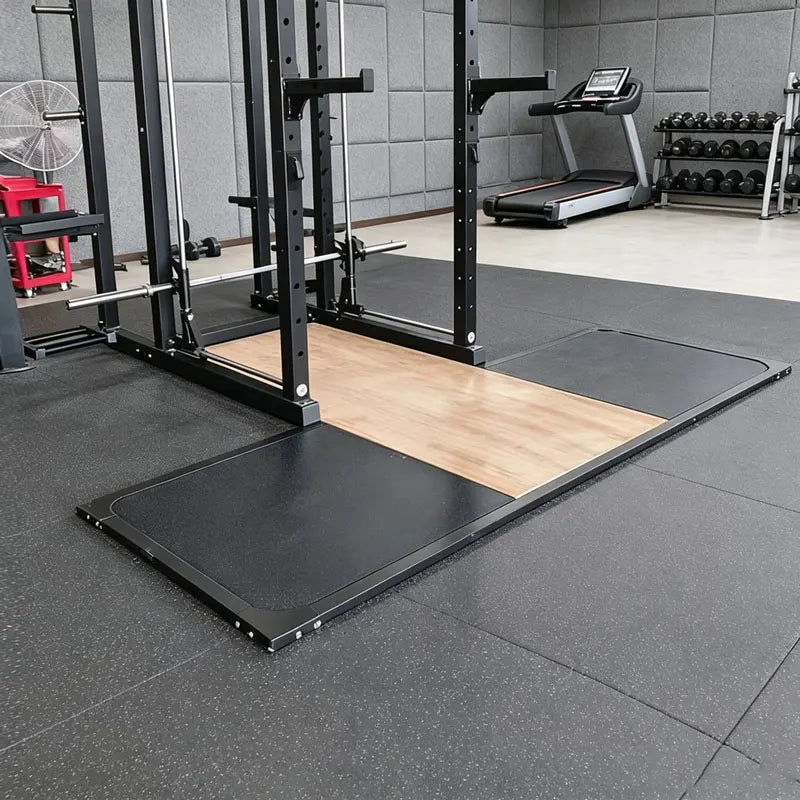 Weightlifting Platform with Shock Absorbing Rubber Pads, Deadlift Squat Training Floor Mat, Home Gym Equipment
