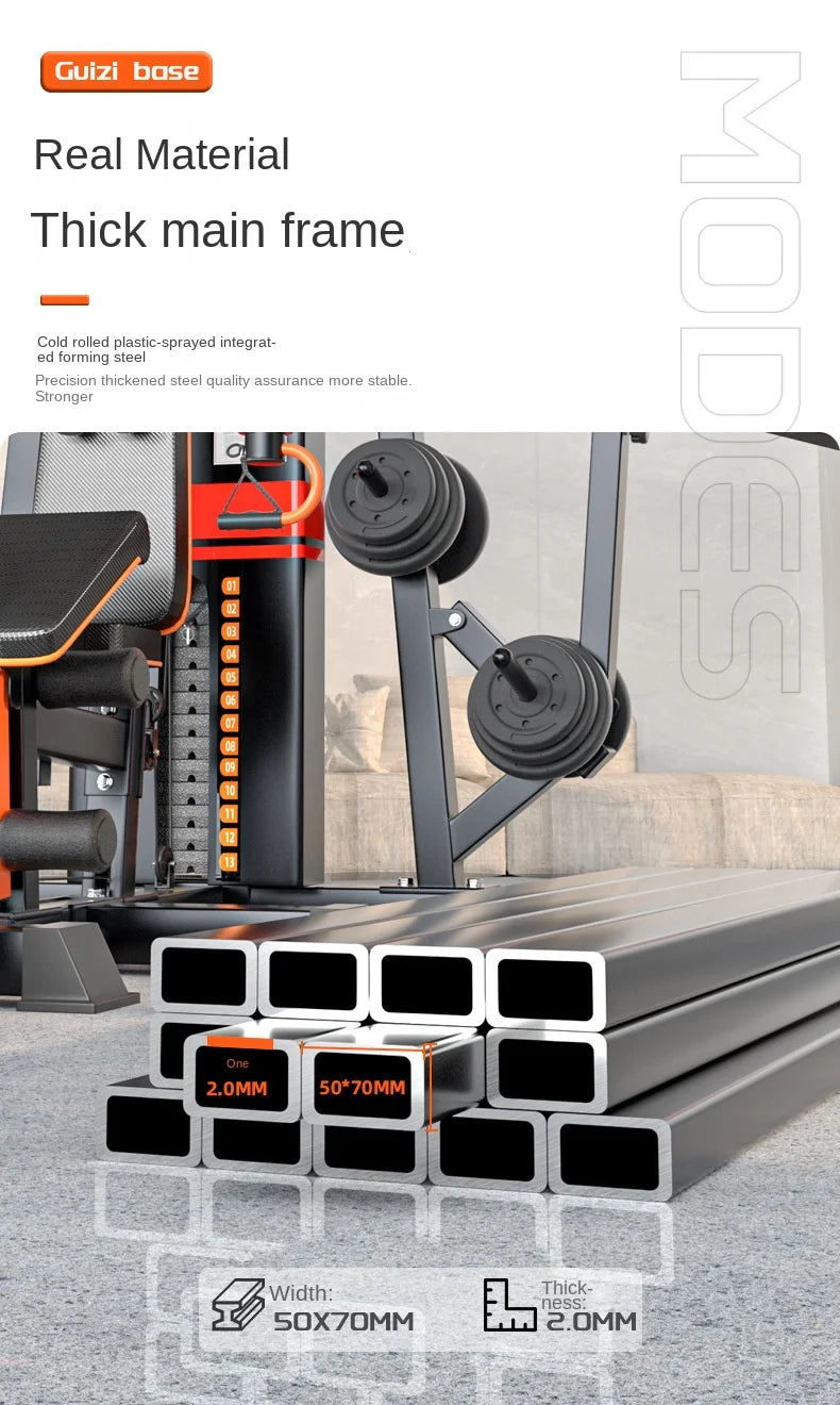 Heavy Duty 3 Station Functional Trainer Power Rack Cable Crossover Squat Rack Gym Machine