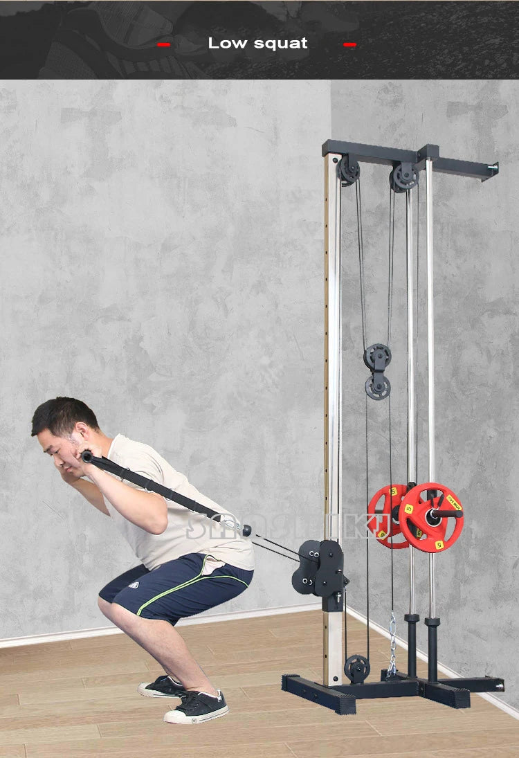 Wall Mounted Cable Pulley Machine Home Gym Lat Pulldown Low Row Arm Strength Training System
