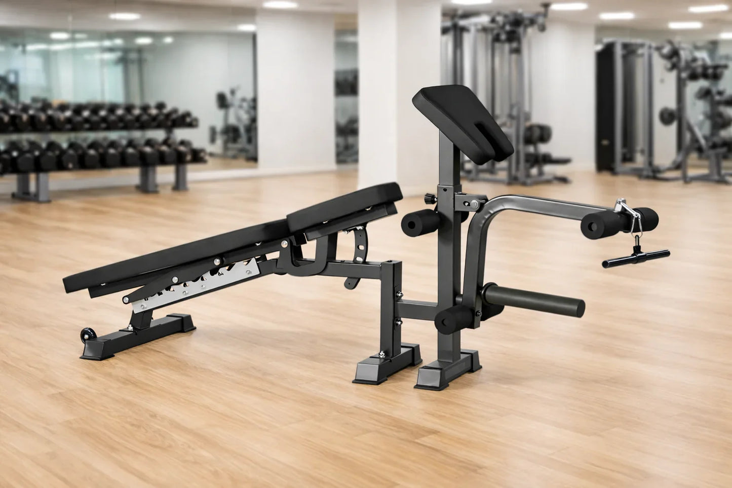 Multi-Function Adjustable Weight Bench with Leg Developer and Preacher Curl Attachment Home Gym Fitness Equipment