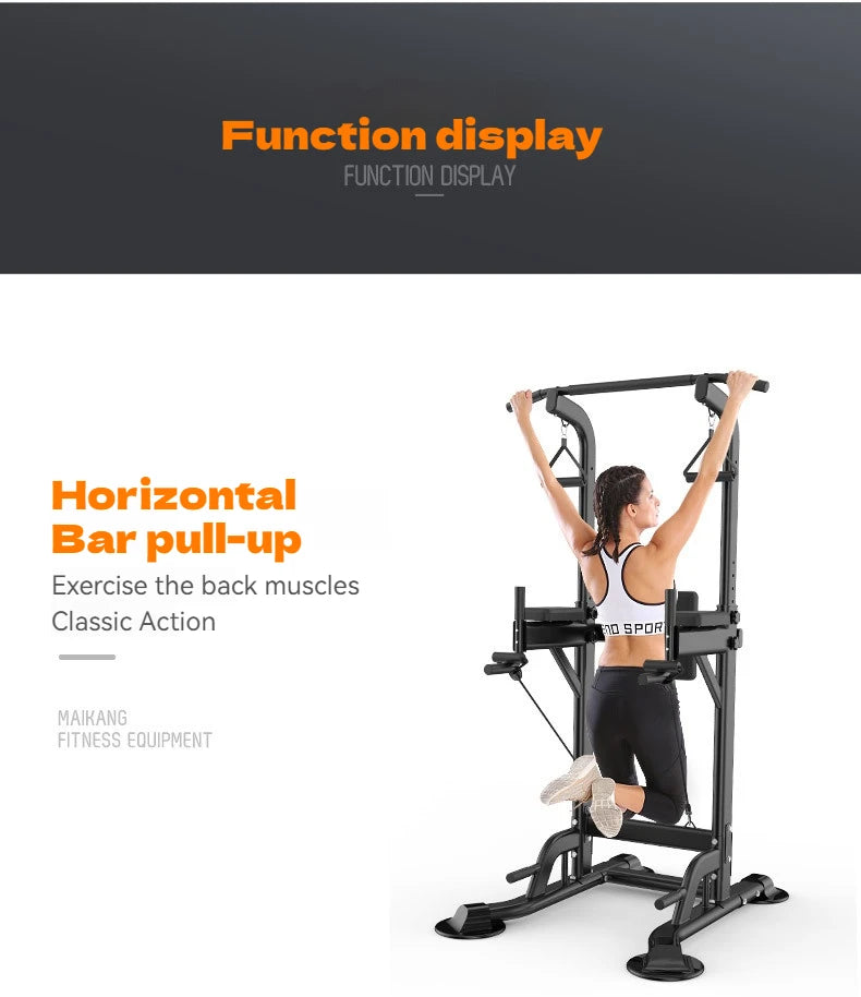 Multifunctional Free Standing Pull Up Bar Station, Space-Saving Power Tower for Home Gym, for Adults & Kids Strength Training