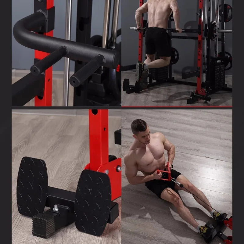 Multi-Function Smith Machine with Cable Crossover, All-in-One Home Gym Power Rack for Full Body Training