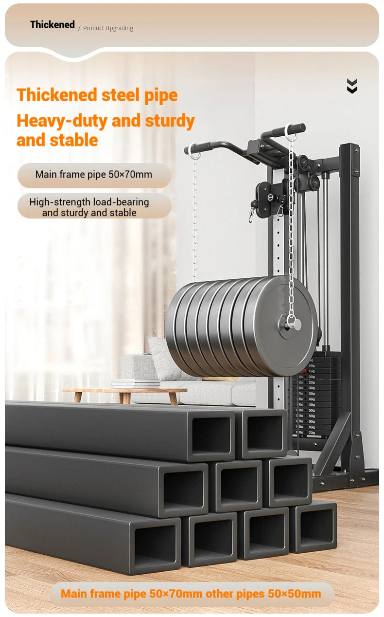 Compact Home Gym Cable Machine with Weight Stack Pull Up Bar Foldable Chest Fly Arm Lat Pulldown Strength Training Equipment