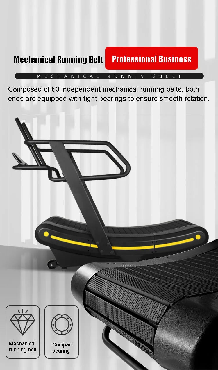 Non-Motorized Curved Treadmill Commercial Grade Manual Air Runner for Gym Fitness, Self-Powered Curved Treadmill for HIIT Workou