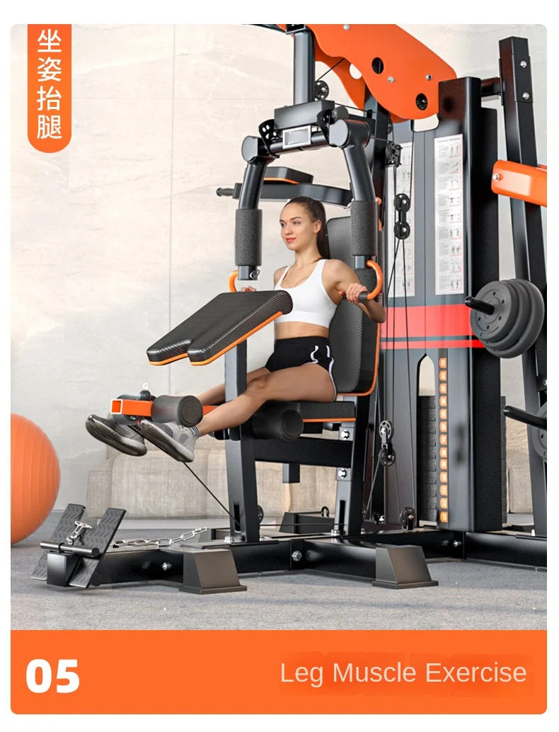 Heavy Duty 3 Station Functional Trainer Power Rack Cable Crossover Squat Rack Gym Machine