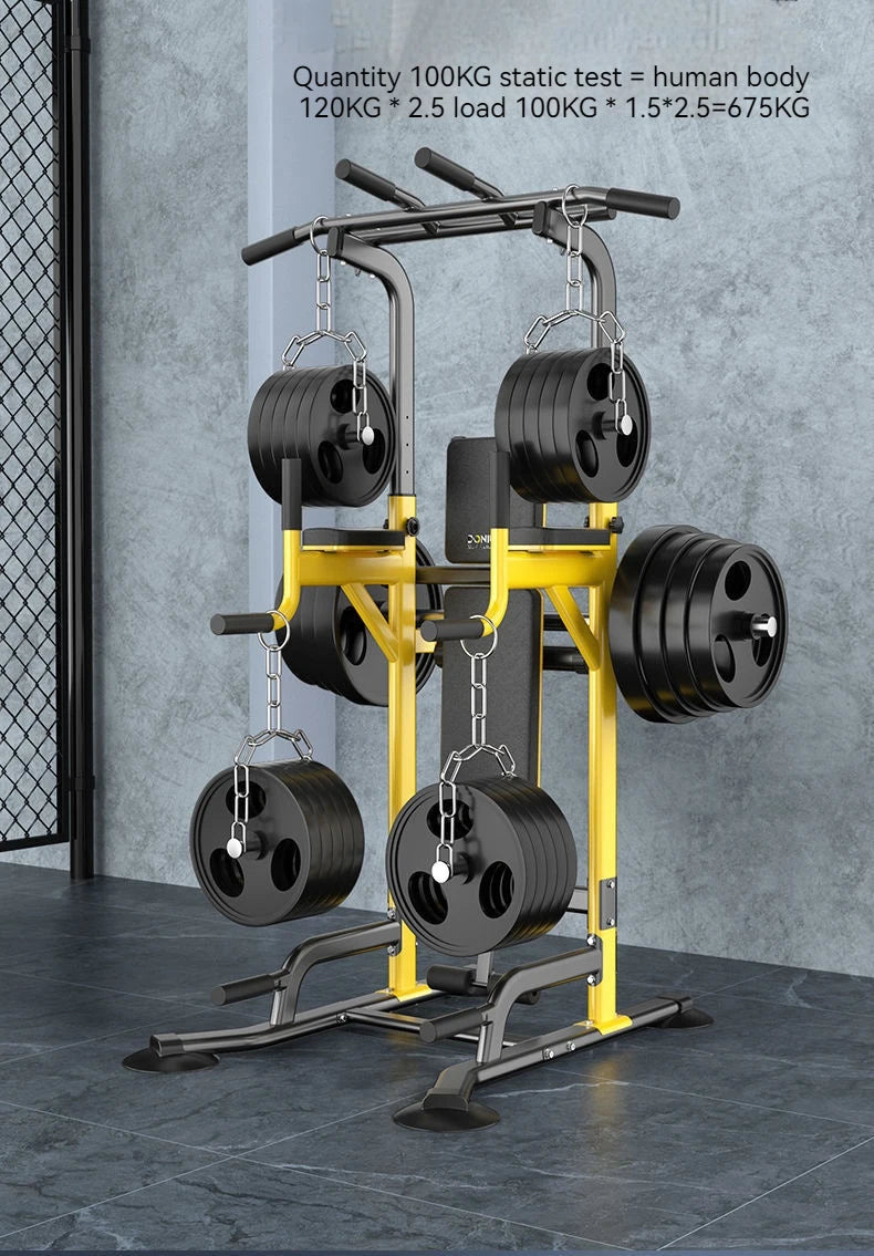Multi-Function Pull Up Bar Station Home Gym Adjustable Dip Station Weight Bench Full Body Strength Training Workout Equipment