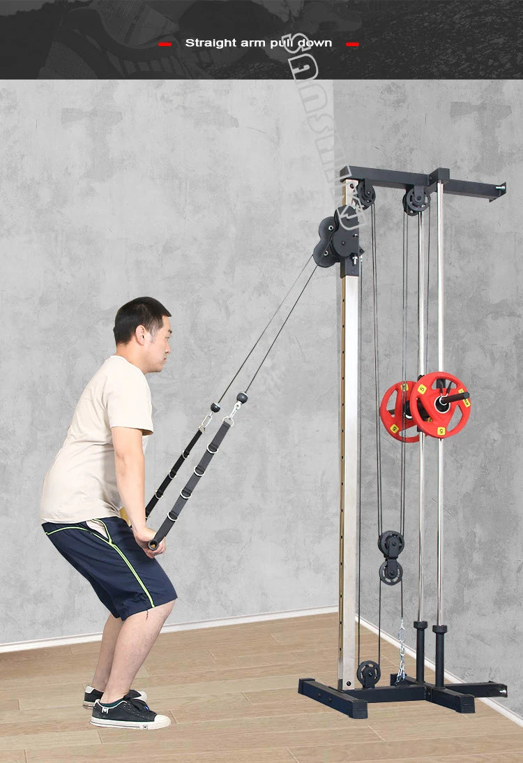 Wall Mounted Cable Pulley Machine Home Gym Lat Pulldown Low Row Arm Strength Training System