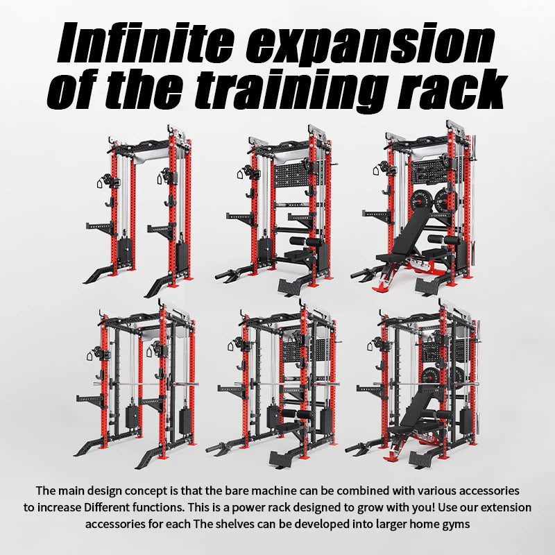 Pin Loaded Smith Machine Multi Function Squat Rack Commercial Home Gym Strength Training Equipment with Cable System & Pec Fly
