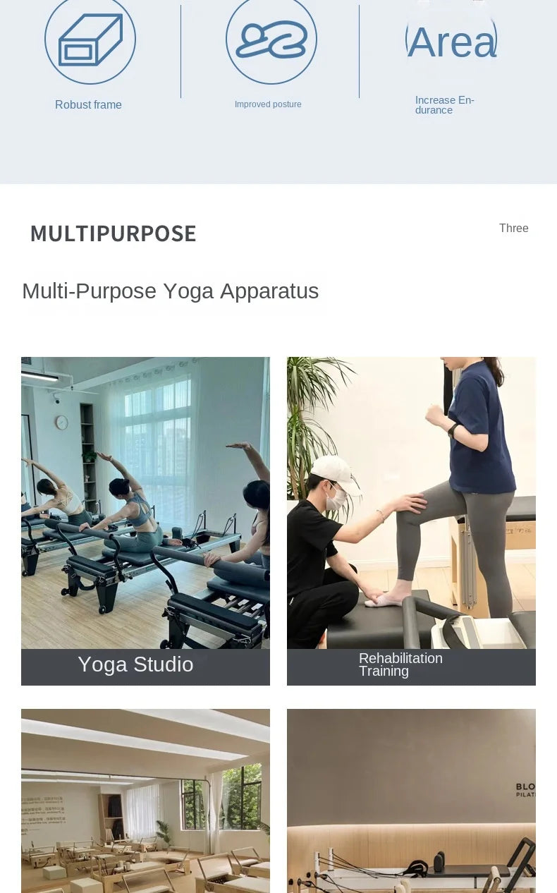 Professional Pilates Reformer Machine Aluminum Alloy Full Track Core Bed for Yoga Studio Gym