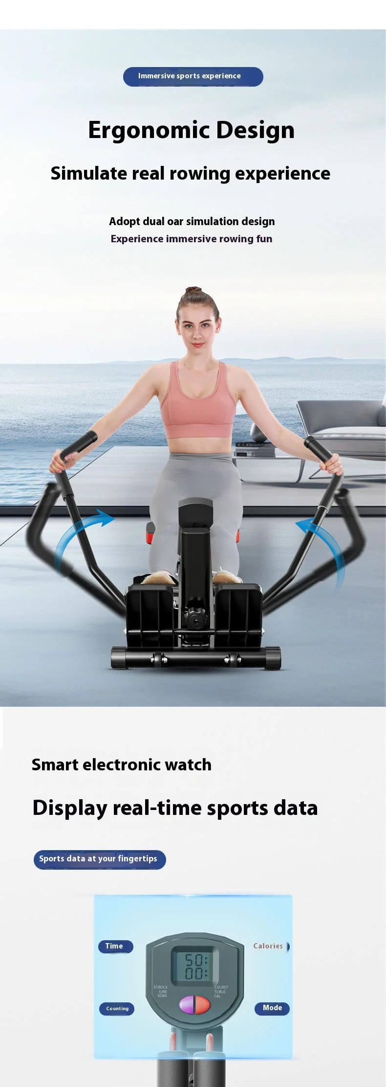 Hydraulic Rowing Machine Resistance Adjustable Rower for Home Gym Full Body Workout Fitness Exercise Equipment