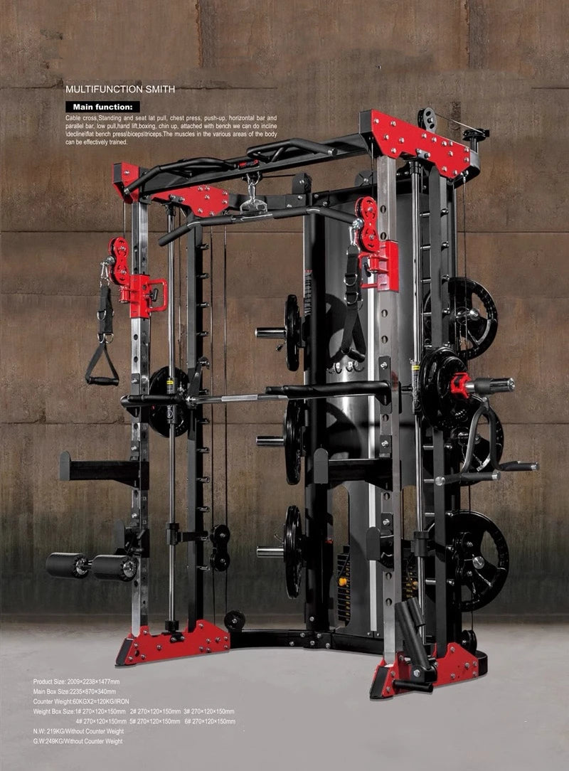Multifunctional Smith Machine Cable Crossover Trainer Commercial All-in-One Gym Equipment Full Body Strength Training Fitness Ma