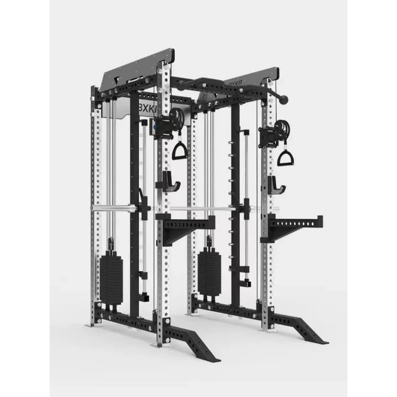 Pin Loaded Smith Machine Multi Function Squat Rack Commercial Home Gym Strength Training Equipment with Cable System & Pec Fly