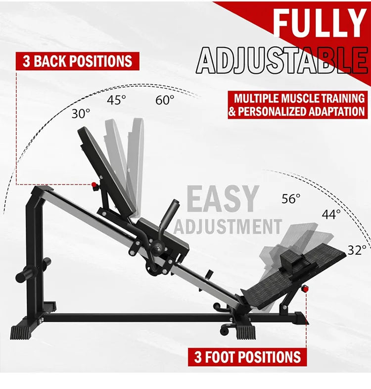 Leg Press Machine for Home Gym, Seated Calf Raise and Hack Squat Equipment, Lower Body Strength Trainer