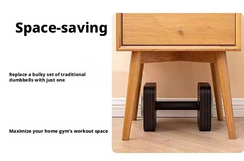 Home fitness equipment with adjustable and detachable quadrilateral dumbbell plates, made of pure steel.